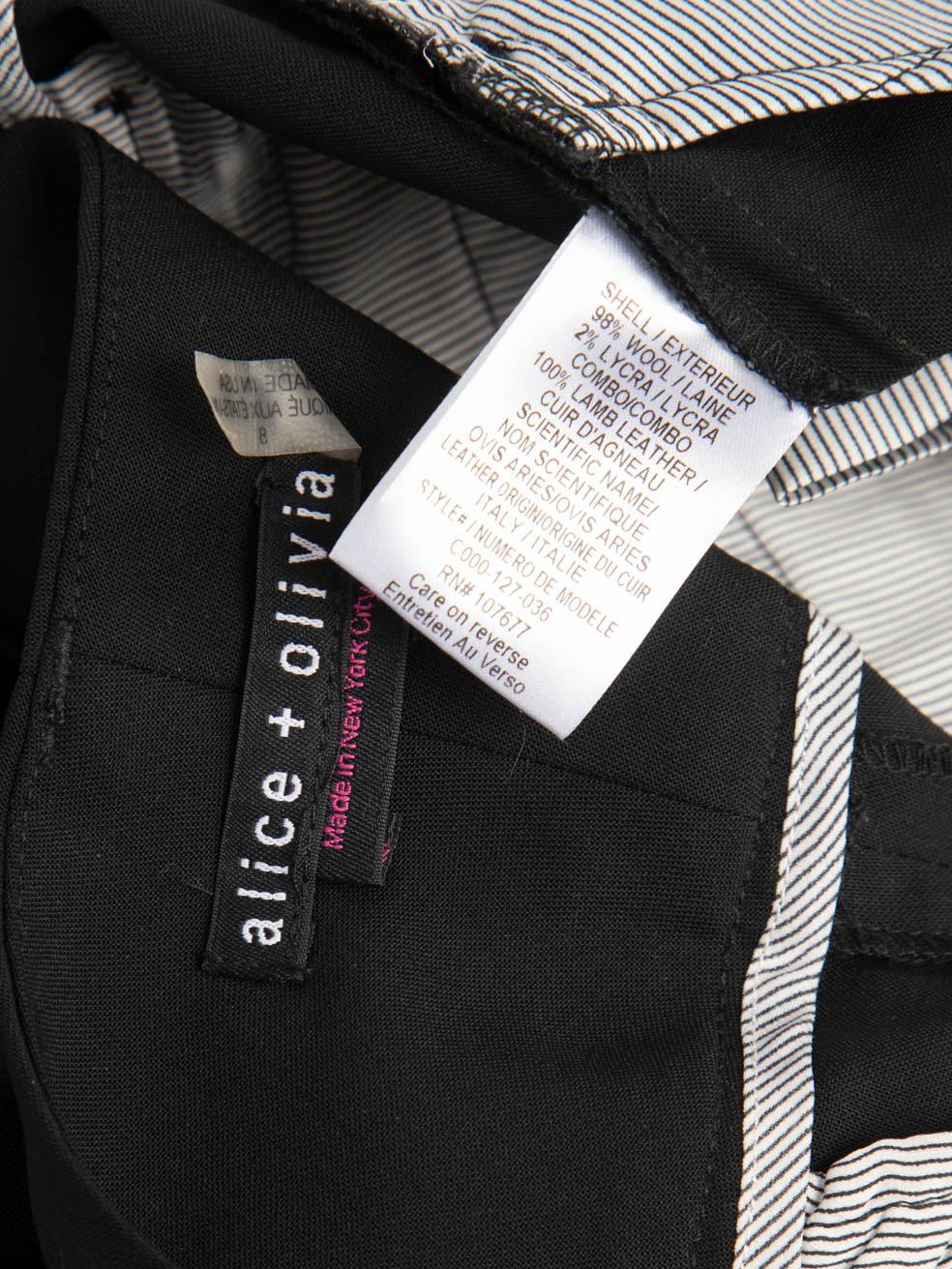 Alice + Olivia Schwarze Slim Fit Hose aus Wolle Größe L im Angebot 2