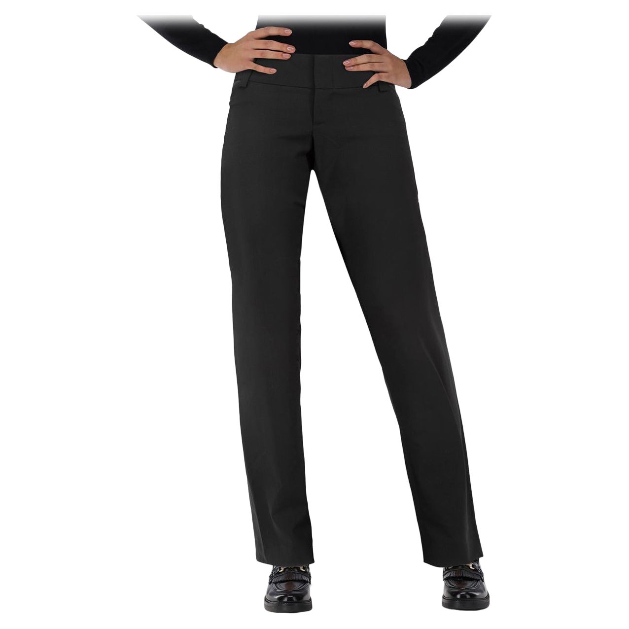 Alice + Olivia Schwarze Slim Fit Hose aus Wolle Größe L im Angebot