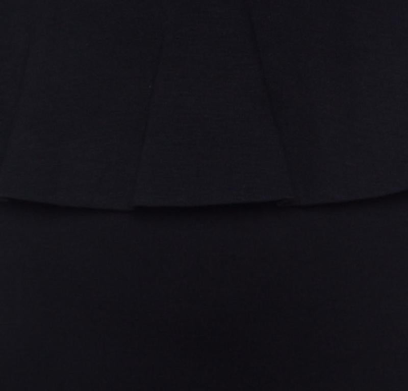Alice + Olivia Black Stretch Knit Victoria Peplum Dress S 2