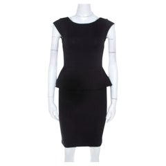 Alice + Olivia Vestido negro de punto elástico Victoria Peplum S
