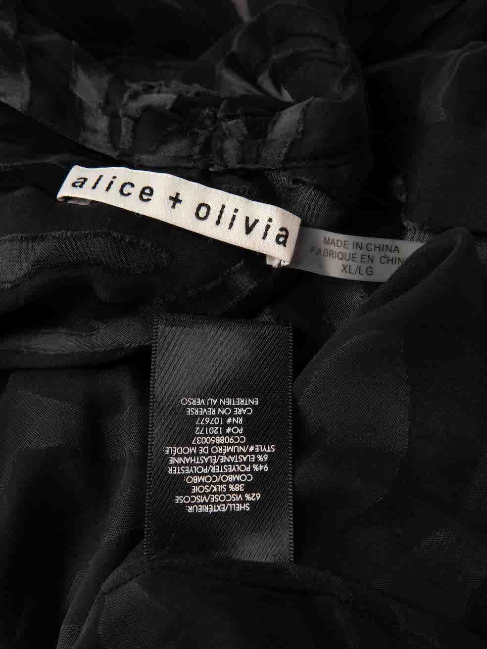 Women's Alice + Olivia Black Zebra Jacquard Sheer Blouse Size XL For Sale