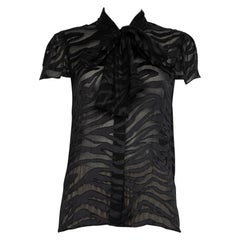 Alice + Olivia Black Zebra Jacquard Sheer Shirt Size XL