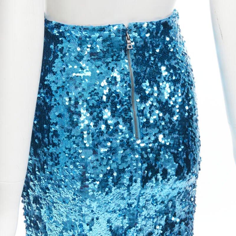 ALICE OLIVIA blue bling sequins side zip disco party pencil skirt US0 XS
Reference: AAWC/A00319
Brand: Alice Olivia
Material: Polyester, Blend
Color: Blue
Pattern: Solid
Closure: Zip
Lining:  Fabric
Extra Details: Side zip detail.
Made in: