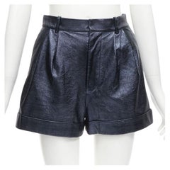ALICE OLIVIA Blaue Metallic-Shorts aus Kunstleder mit hoher Taille US0 XS