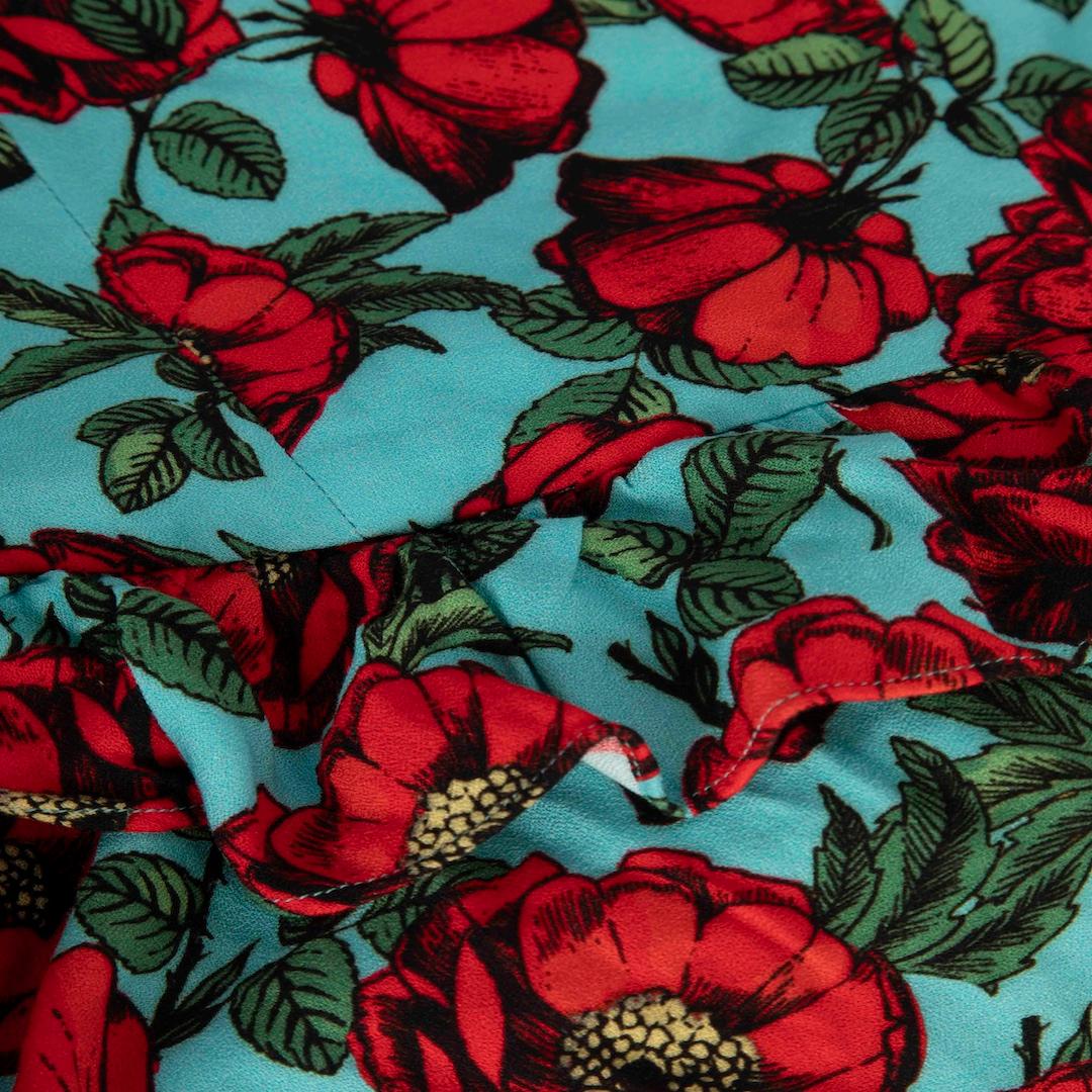 Brown Alice + Olivia Blue & Red Floral Playsuit Size XS For Sale