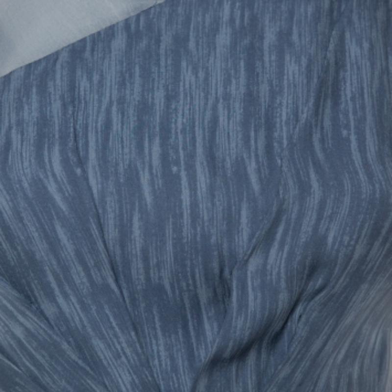 Alice + Olivia Blue Silk Asymmetric Draped Sleeveless Dress S In Good Condition For Sale In Dubai, Al Qouz 2