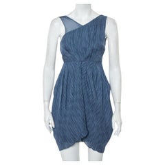 Alice + Olivia Blue Silk Asymmetric Draped Sleeveless Dress S