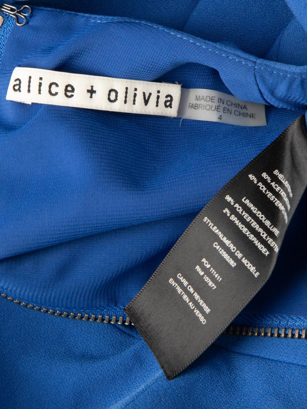 Alice + Olivia Blue V Neckline Dress Size S For Sale 2