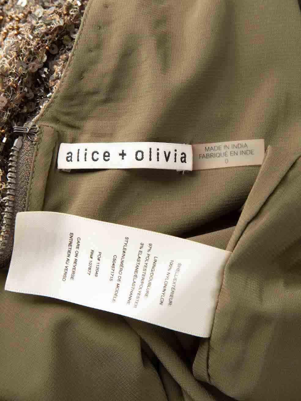 Women's Alice + Olivia Brown Sequinned Midi Dress Size XXS For Sale