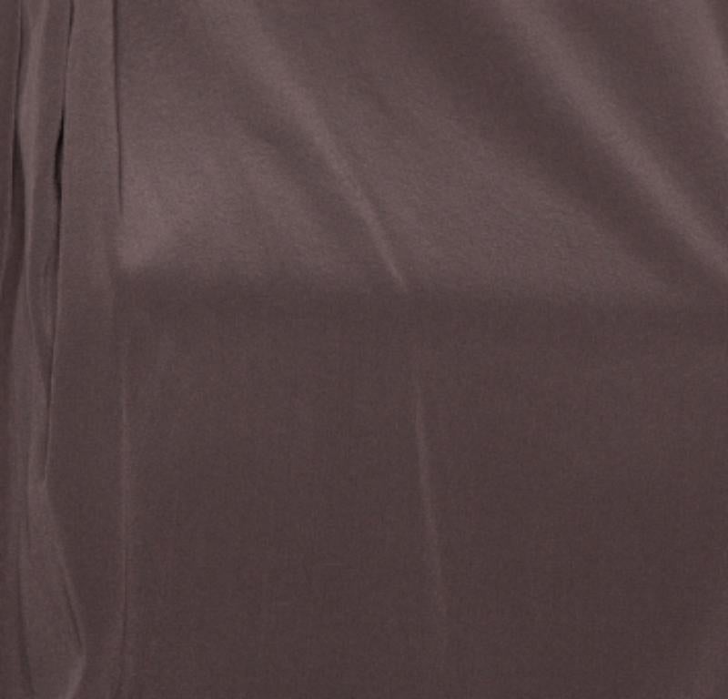 Alice + Olivia Brown Silk Asymmetric Draped Top XS In Good Condition For Sale In Dubai, Al Qouz 2
