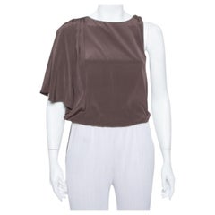 Alice + Olivia Brown Silk Asymmetric Draped Top XS