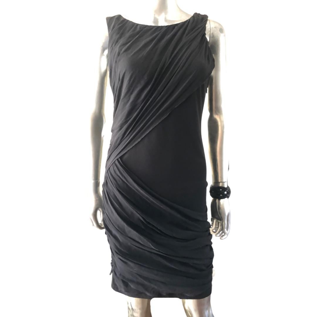 Alice & Olivia by Stacey Bendet Black Jersey w/ Draped Chiffon Dress Size 8  For Sale 4