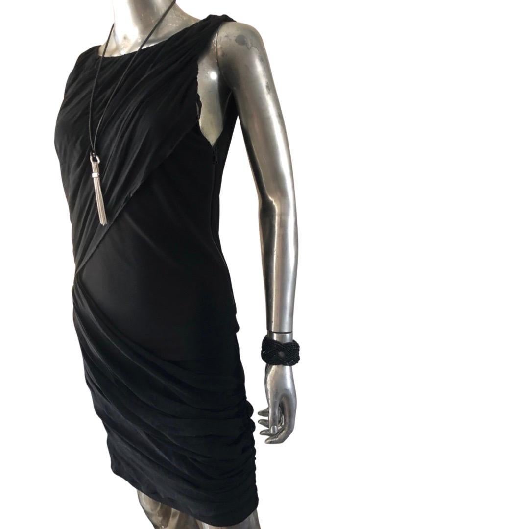 Women's Alice & Olivia by Stacey Bendet Black Jersey w/ Draped Chiffon Dress Size 8  For Sale