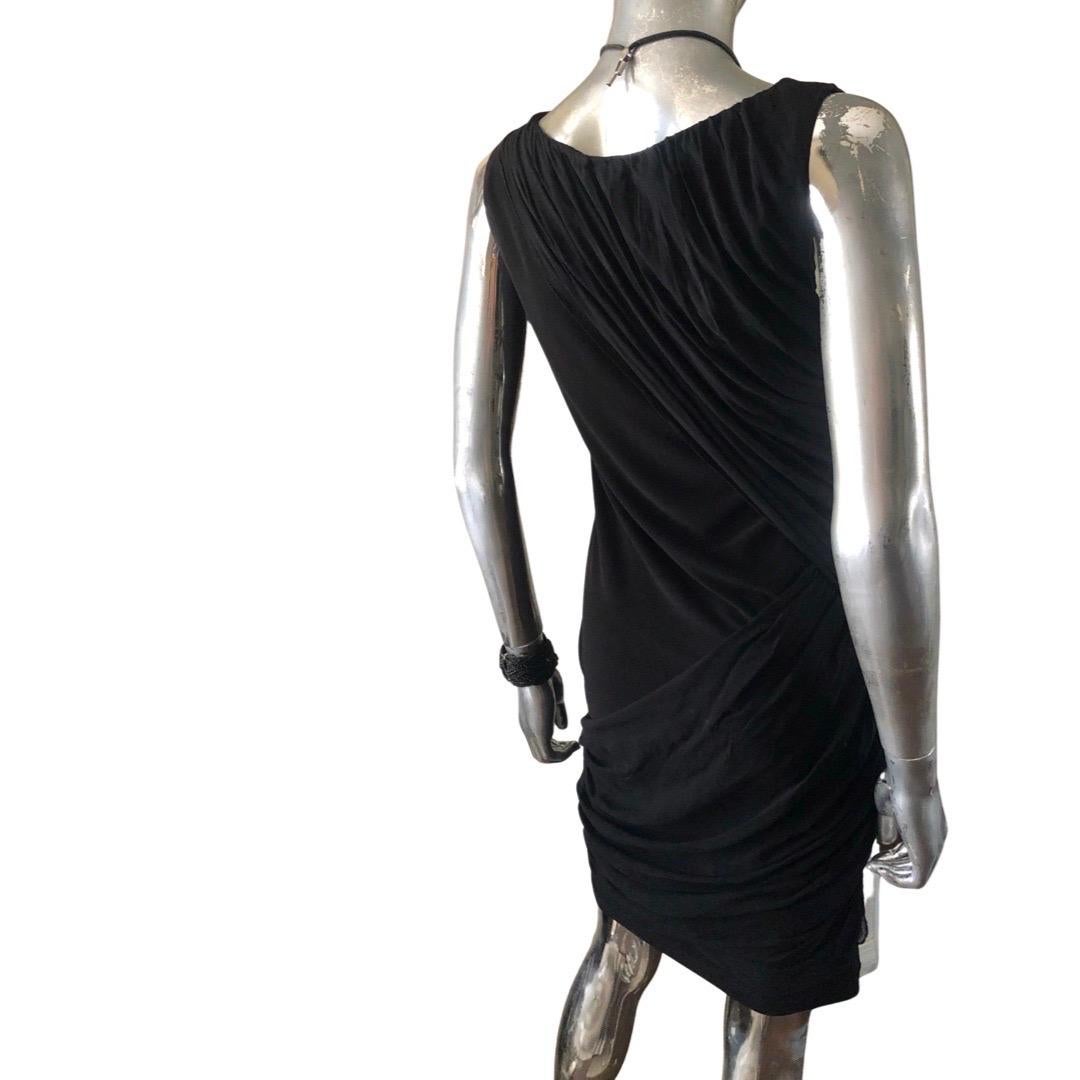 Alice & Olivia by Stacey Bendet Black Jersey w/ Draped Chiffon Dress Size 8  For Sale 1