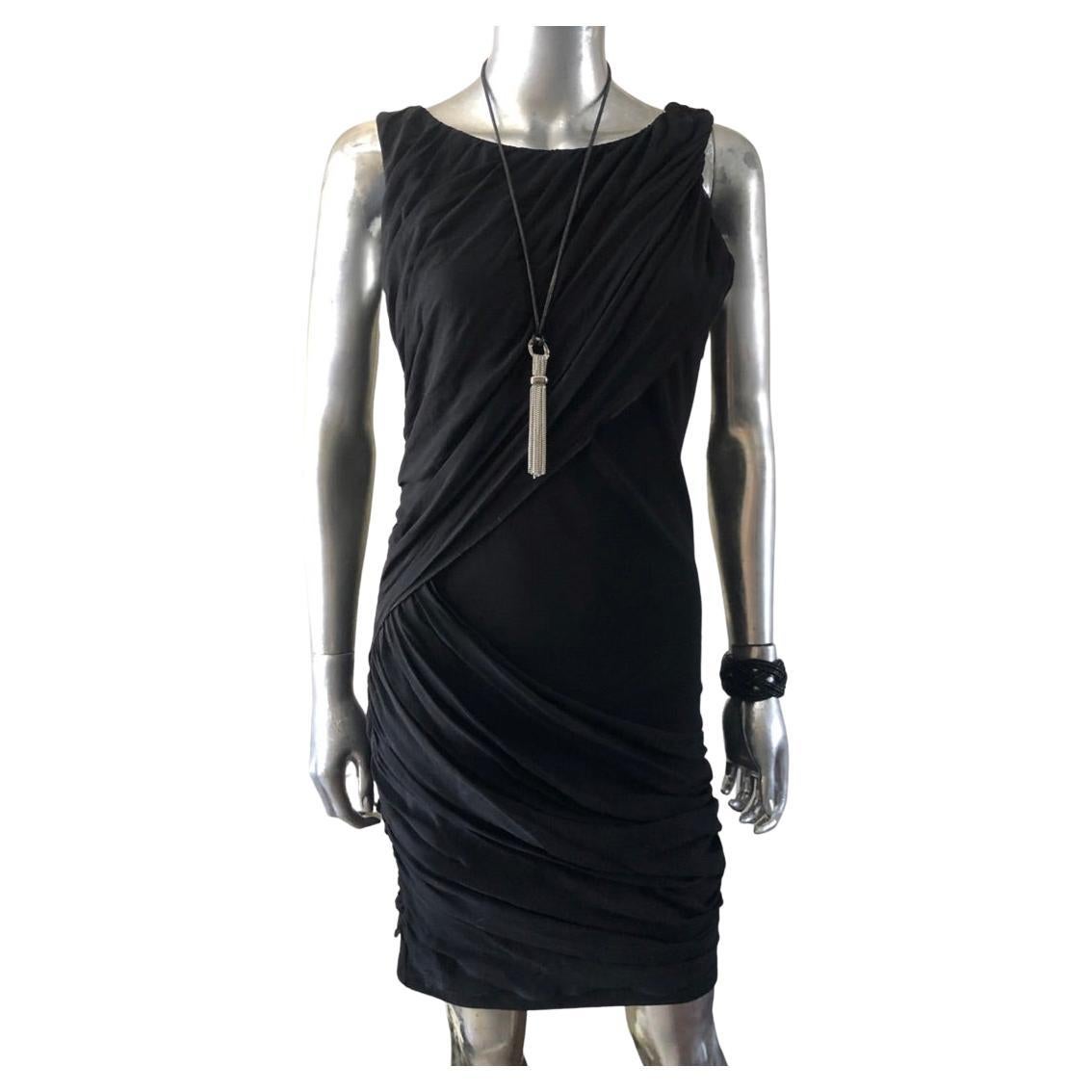 Alice & Olivia by Stacey Bendet Black Jersey w/ Draped Chiffon Dress Size 8  For Sale