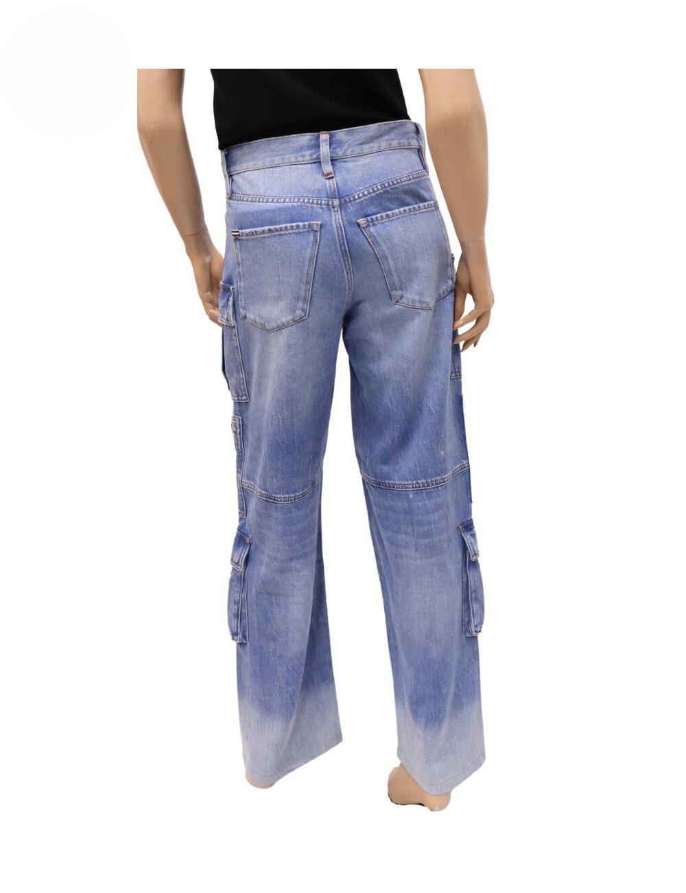 Alice + Olivia Cay Baggy Denim Cargo Jeans Size 25 In Good Condition In Amman, JO