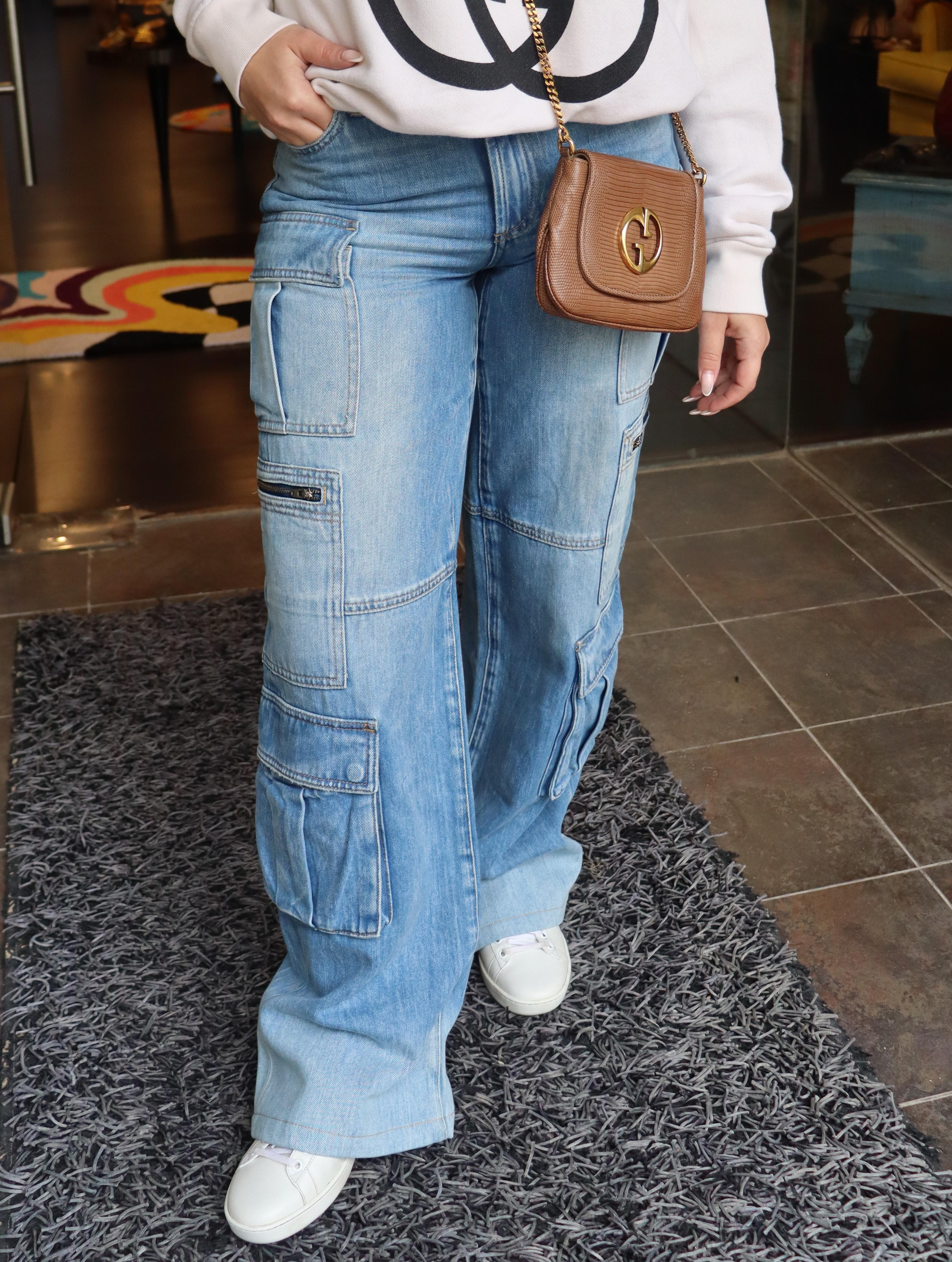Women's Alice + Olivia Cay Baggy Denim Cargo Jeans Size 25