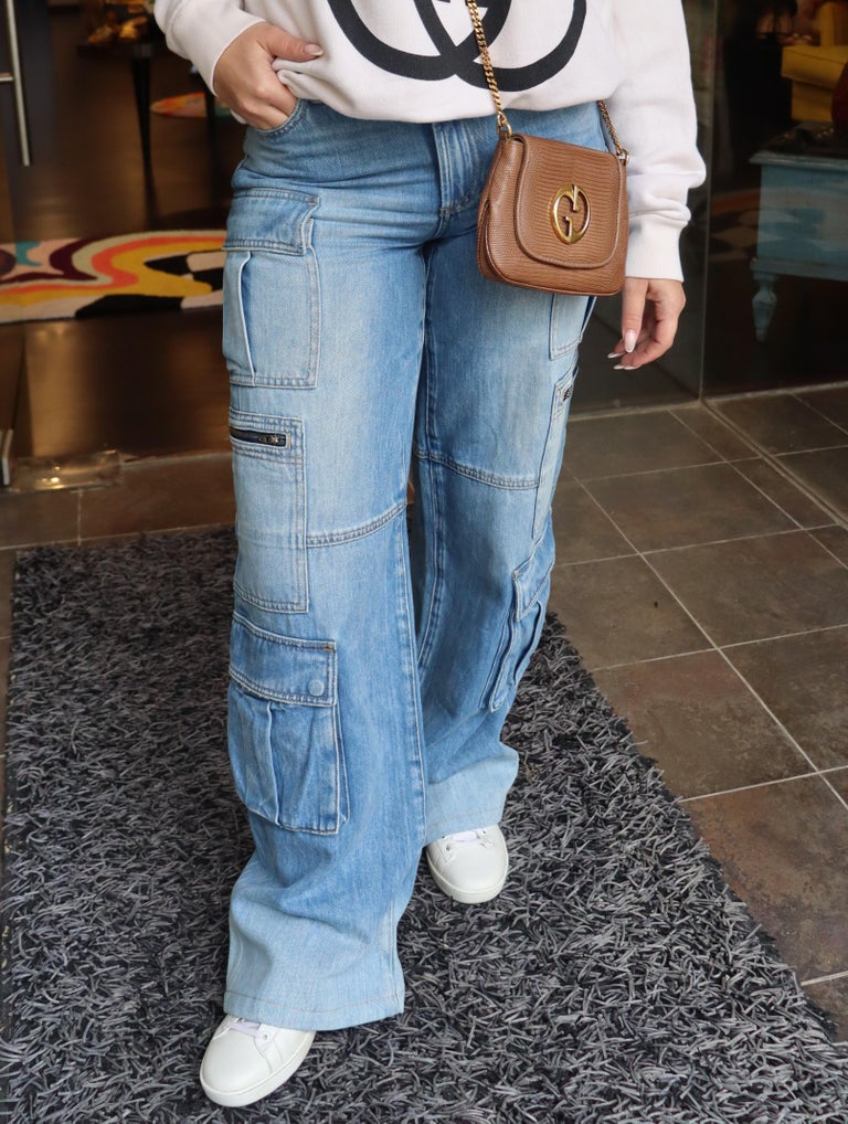 Alice Olivia Cay Baggy Denim Cargo Jeans Size 25