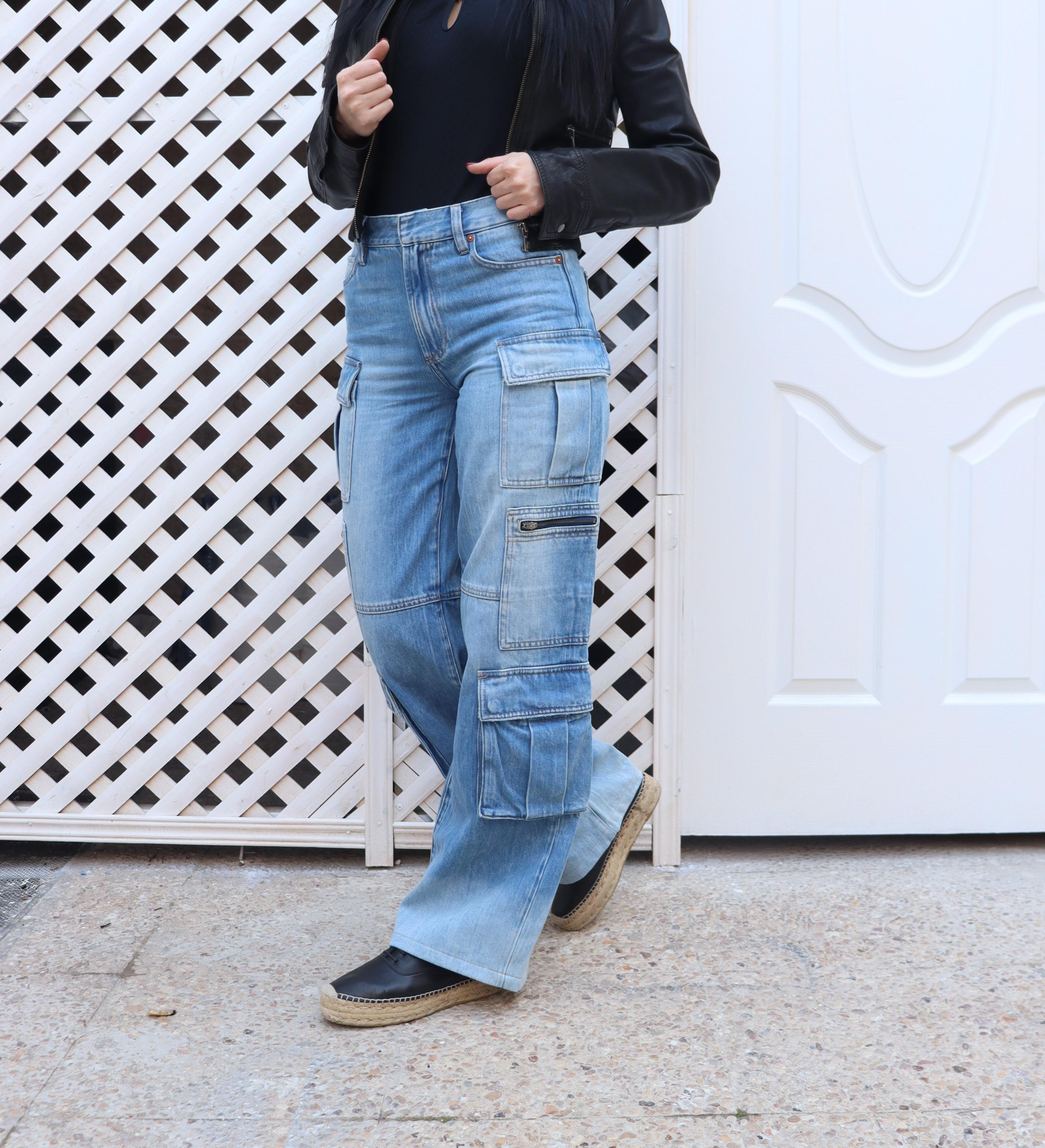 Alice + Olivia Cay Baggy Denim Cargo Jeans Size 25 1