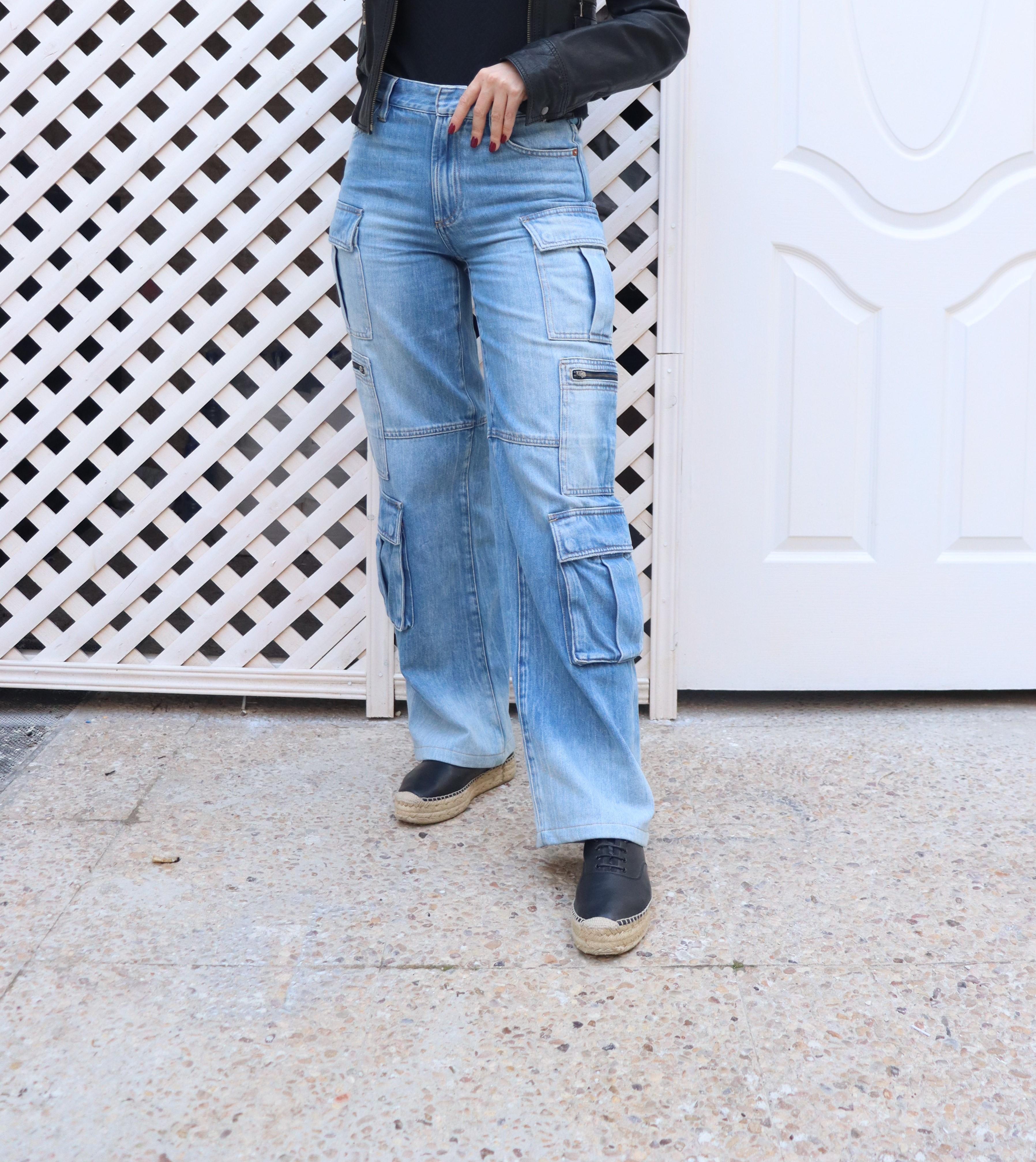 Alice + Olivia Cay Baggy Denim Cargo Jeans Size 25 2