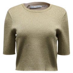 Top corto Ciara di Alice & Olivia in cotone metallizzato dorato