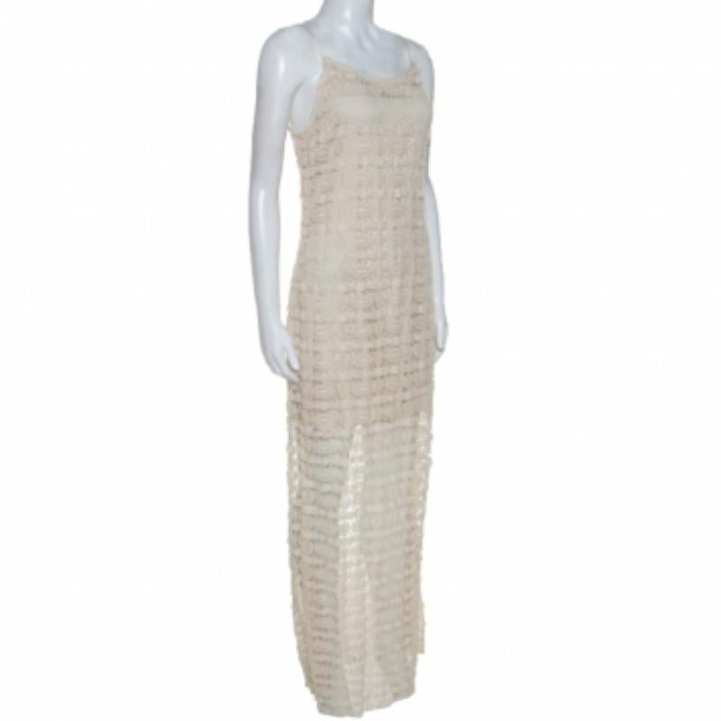 Beige Alice + Olivia - Robe longue Anora en crochet - Crème M en vente