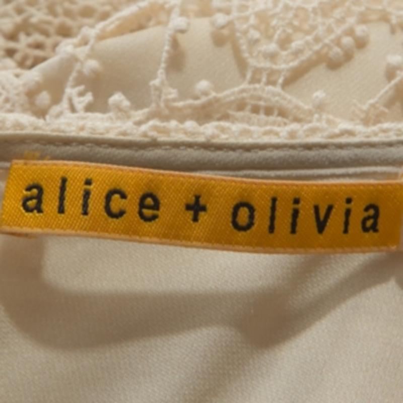 Alice + Olivia - Robe longue Anora en crochet - Crème M Pour femmes en vente