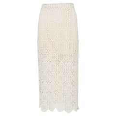 Alice + Olivia Cream Lace Khiara Midi Skirt L