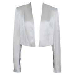 Alice + Olivia Cream Satin Open Front Londyn Cropped Jacket M