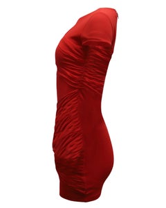 Vestido con detalles drapeados de Alice + Olivia en acetato rojo