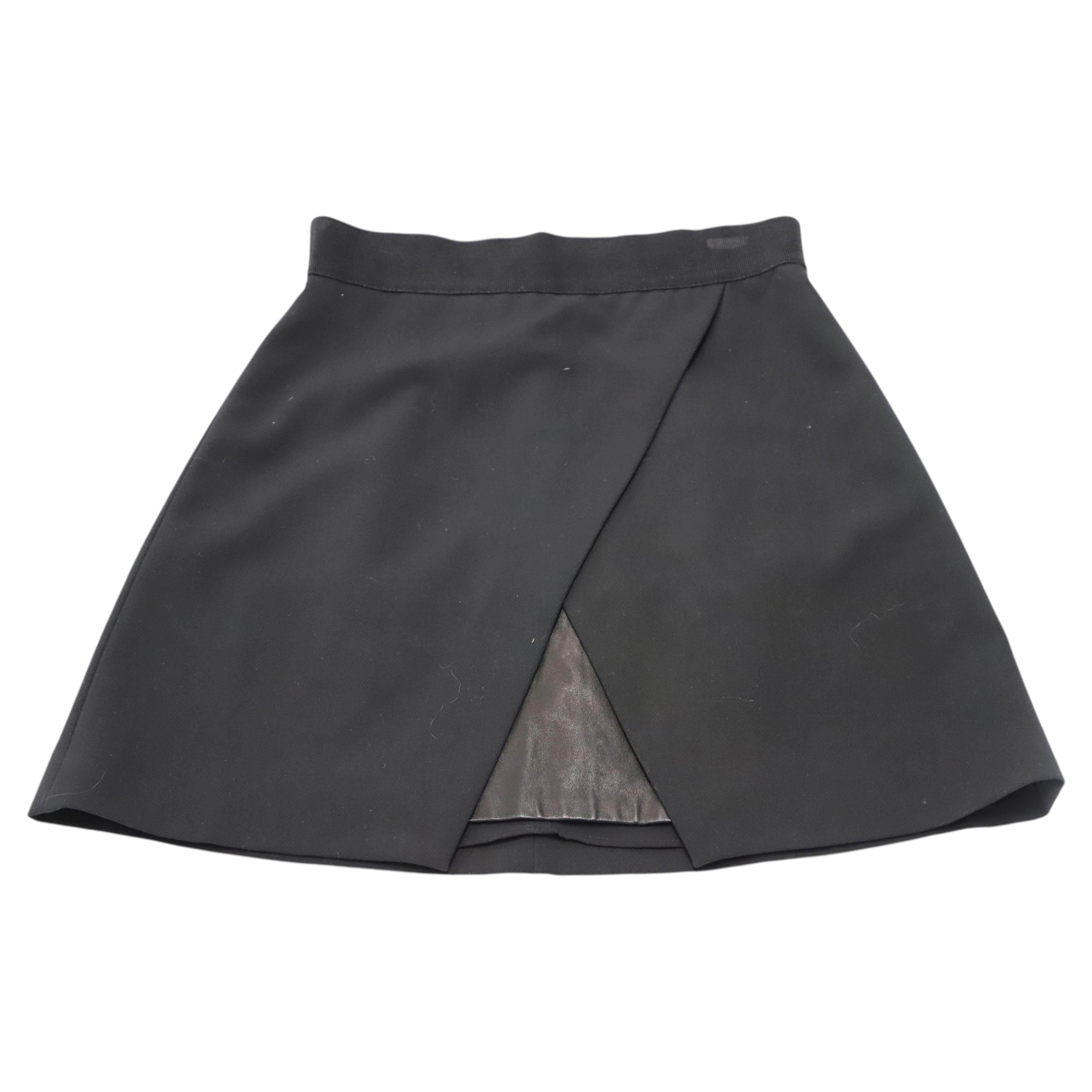 Alice + Olivia Ericka Overlap Mini Skirt in Black Polyester For Sale