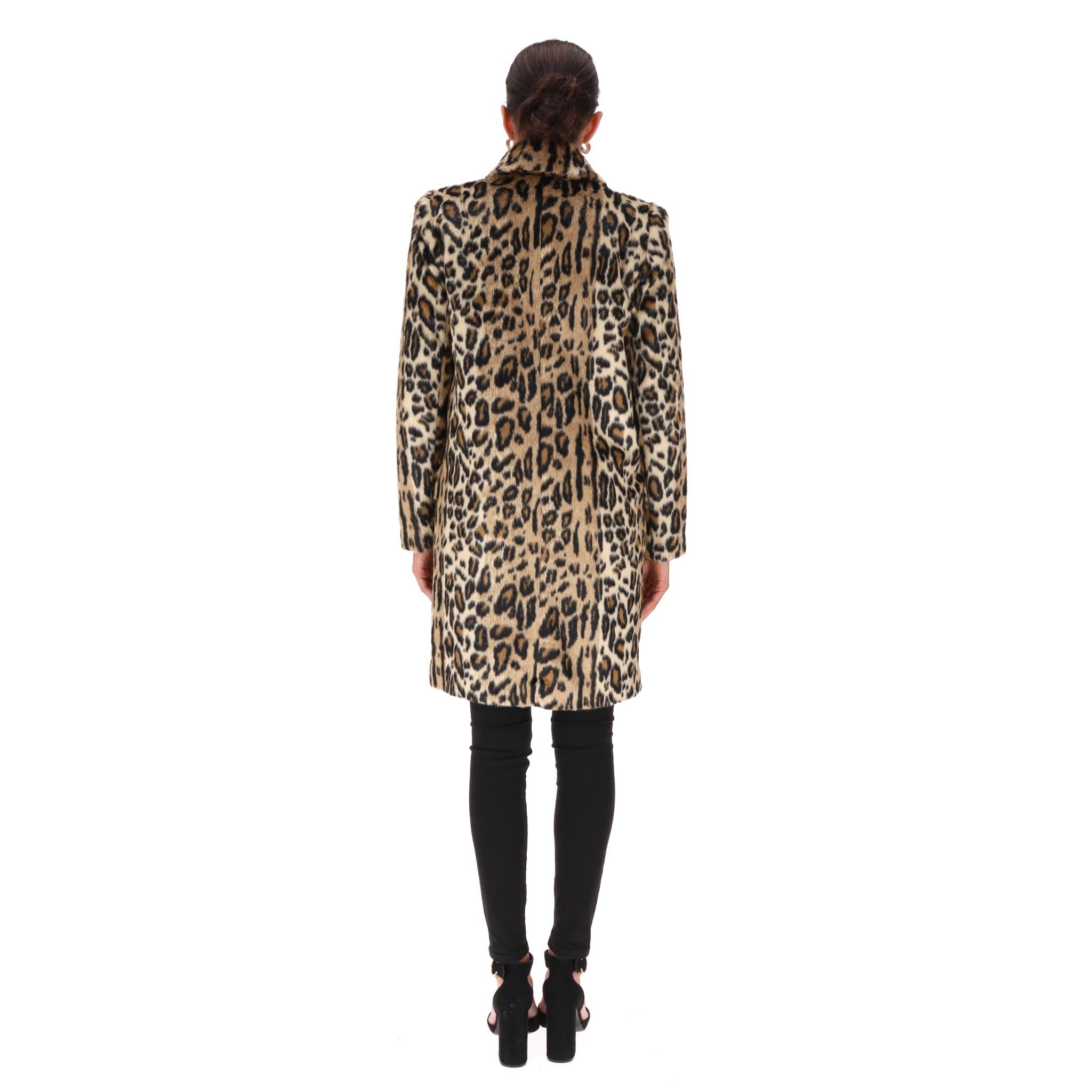 Alice + Olivia - Manteau en fausse fourrure imprimé léopard Excellent état - En vente à London, GB
