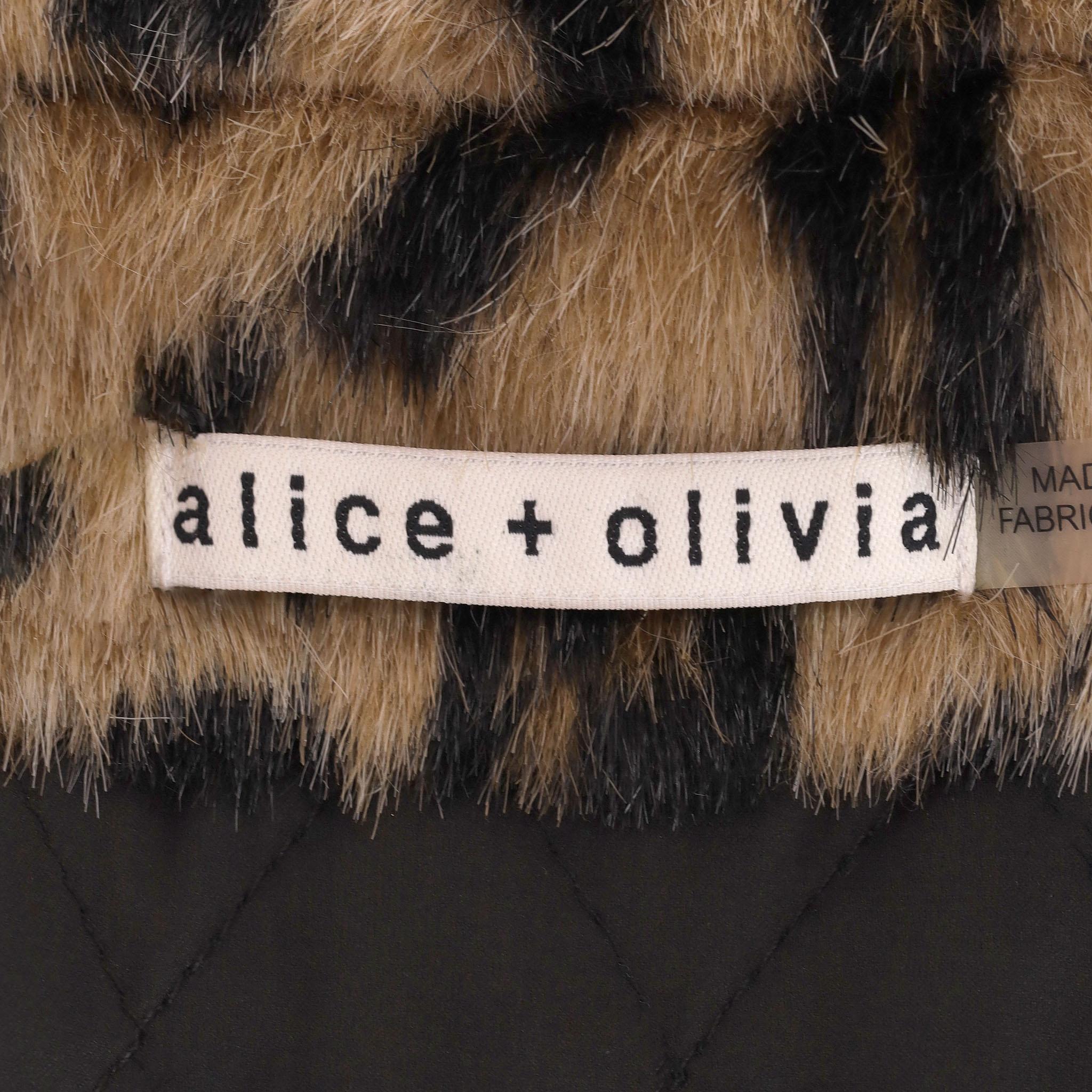 Alice + Olivia - Manteau en fausse fourrure imprimé léopard en vente 1