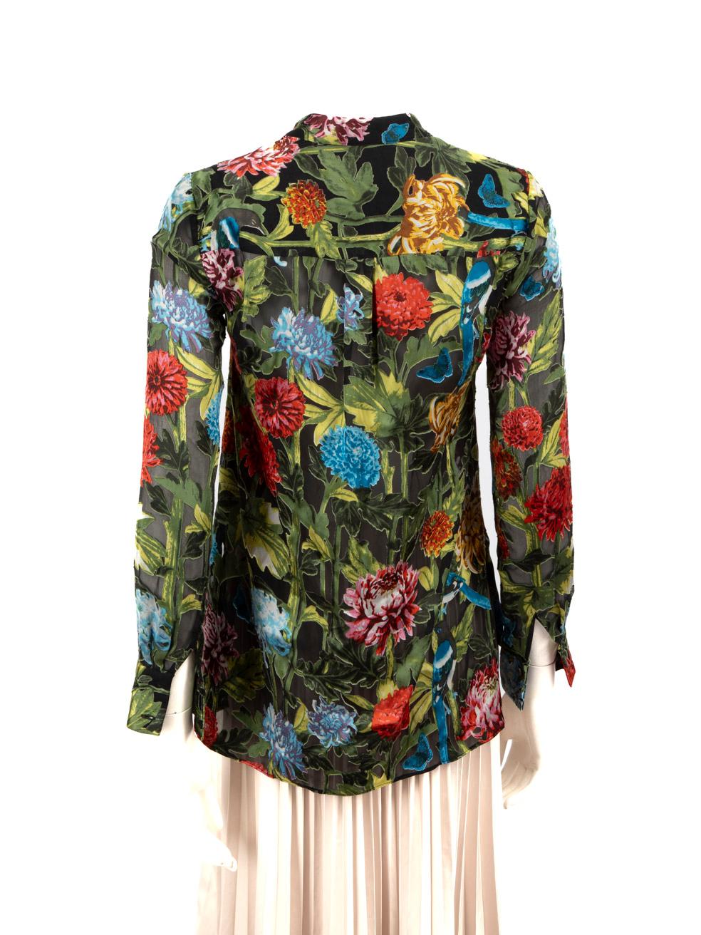 Brown Alice + Olivia Floral Pattern Sheer Blouse Size XS For Sale