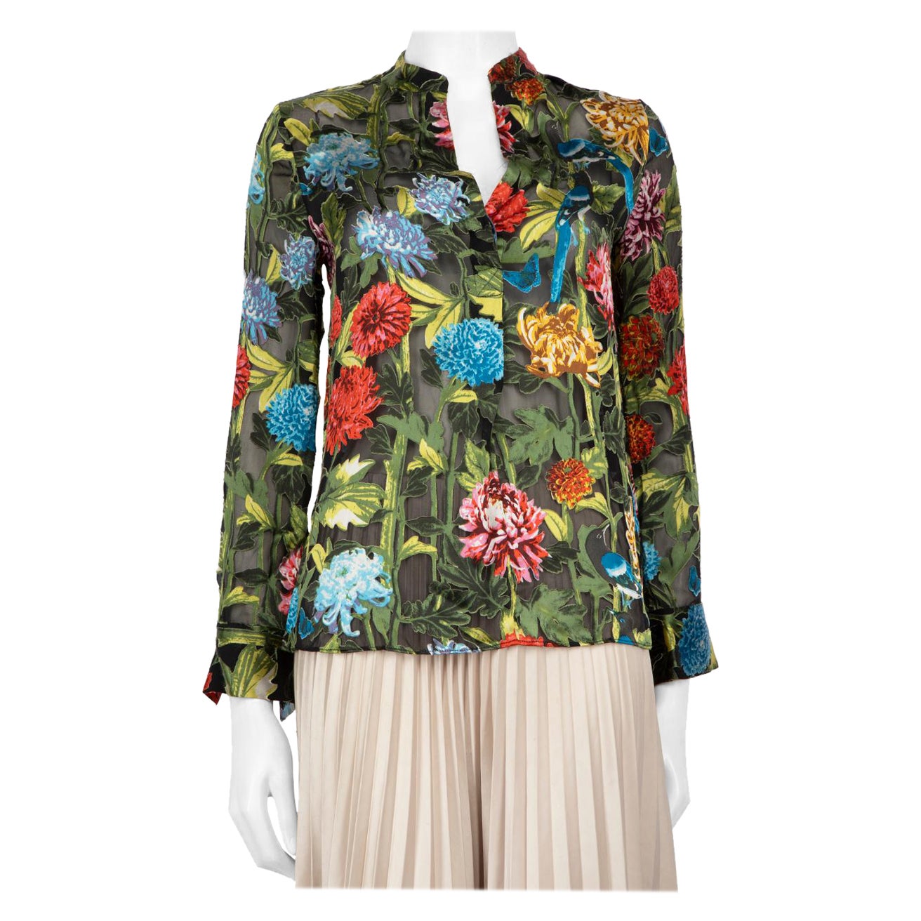 Alice + Olivia Floral Pattern Sheer Blouse Size XS