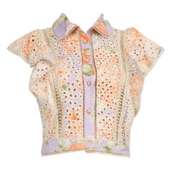 Alice + Olivia Floral Print Cut-Out Lace Top Size M