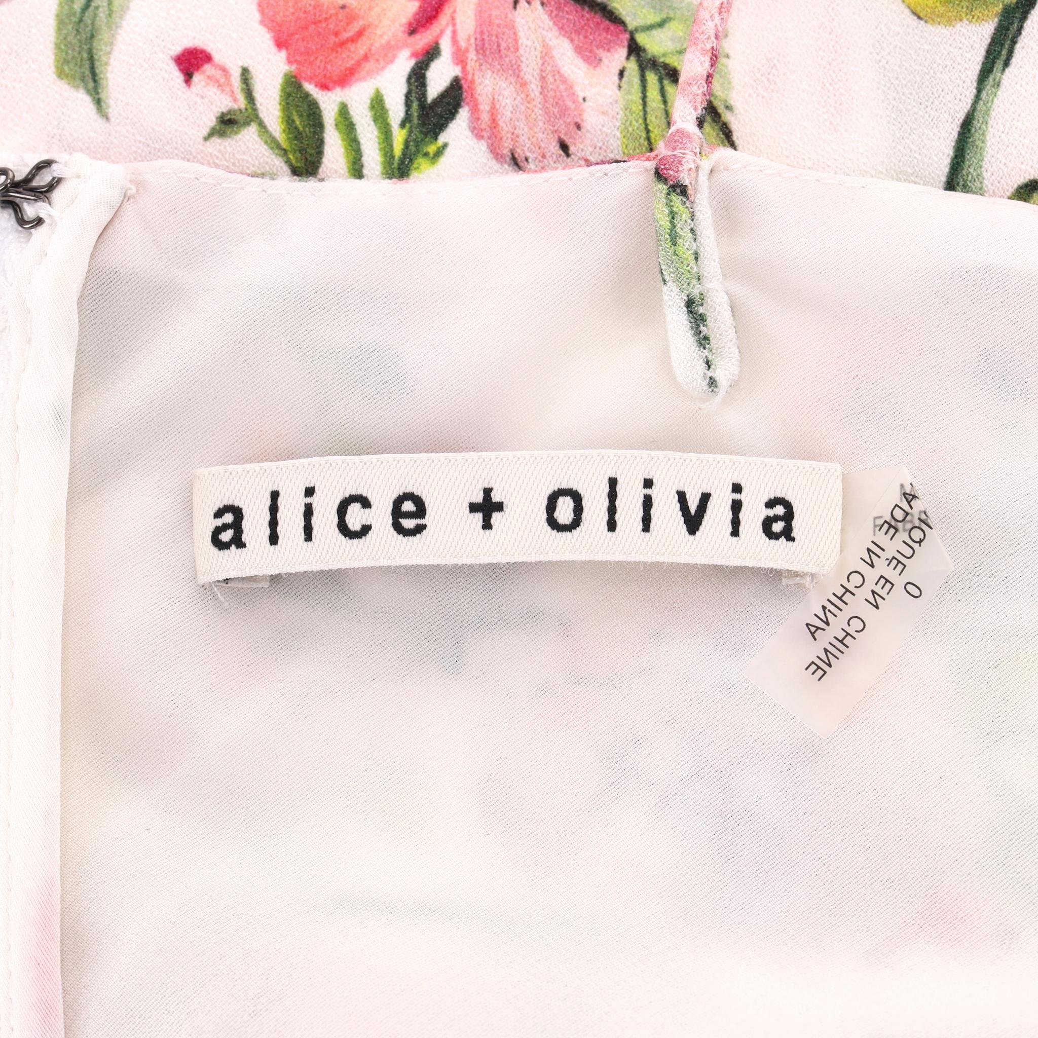 Alice + Olivia Kleid mit Blumenmuster und Seitenschlitz im Angebot 1