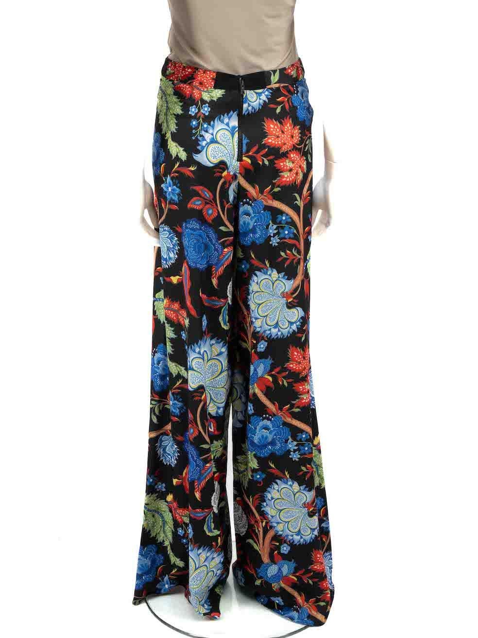 Alice + Olivia Floral Print Wide Leg Trousers Size S In Good Condition For Sale In London, GB