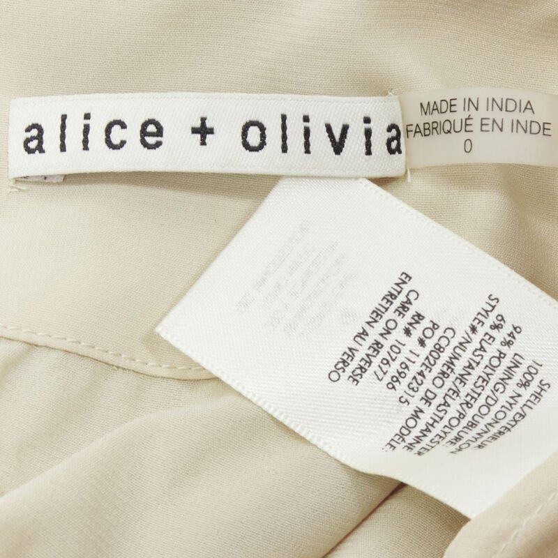 ALICE OLIVIA gold bling sequins sheer nude panel midi skirt US0 XS For Sale 4
