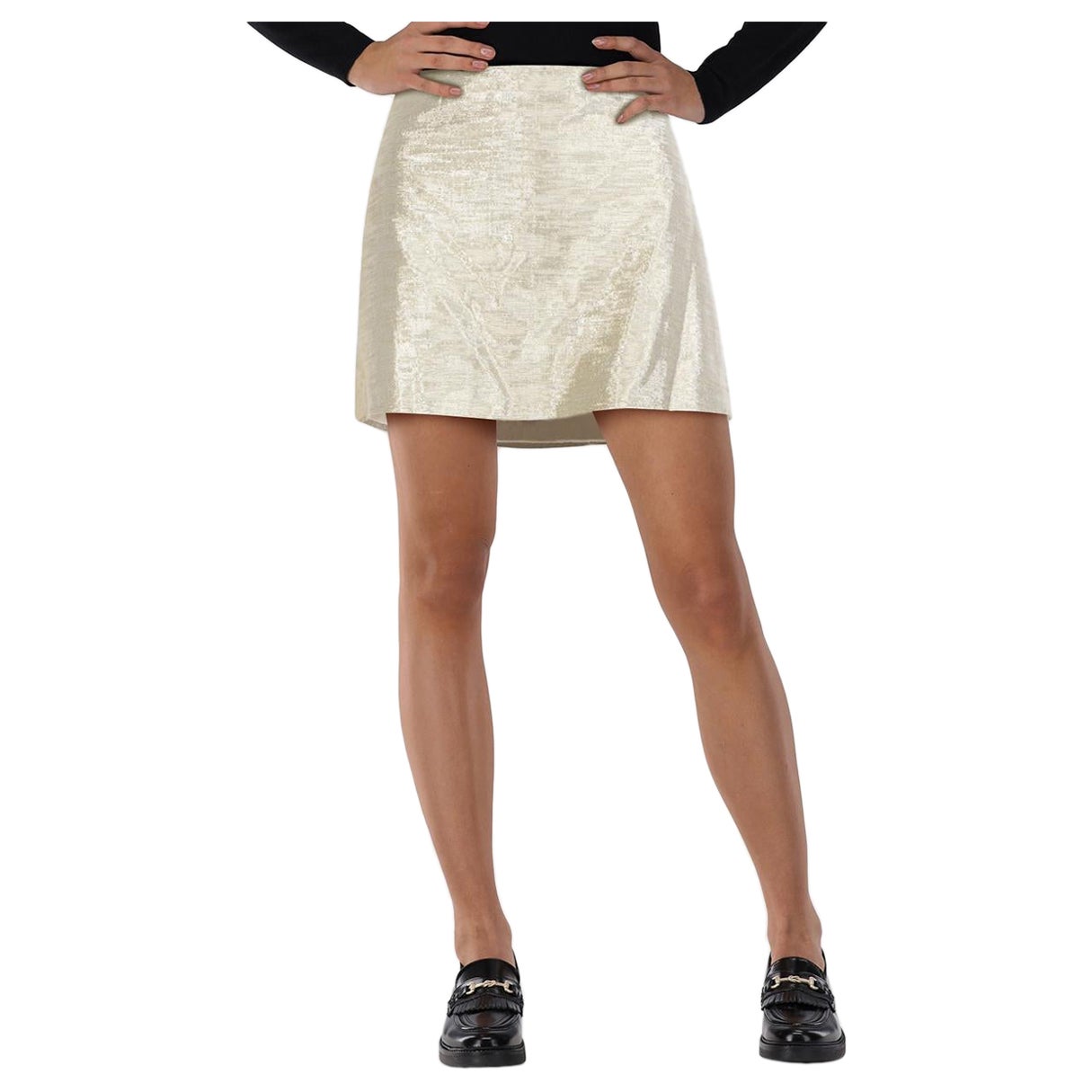 Alice + Olivia Minifalda metalizada dorada Talla S
