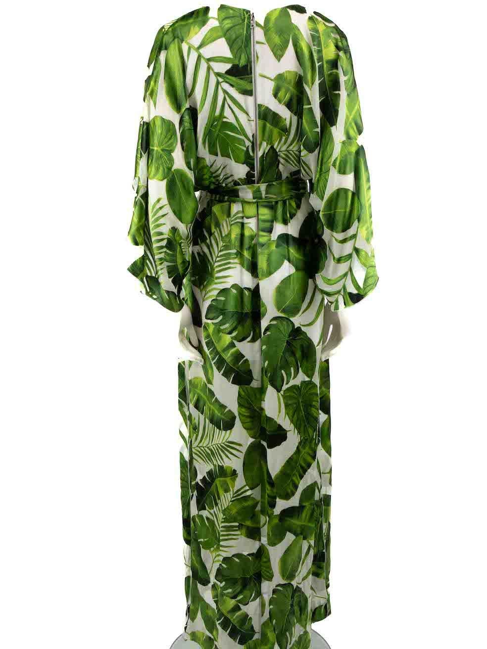 Alice + Olivia Green Tropical Print Maxi Dress Size S In Good Condition For Sale In London, GB