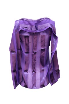 Camicetta-tunica senza maniche con inserti e collo annodato "Gwenda" di Alice + Olivia, in seta viola