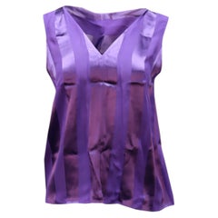 Camicetta-tunica senza maniche con inserti e collo annodato "Gwenda" di Alice + Olivia, in seta viola