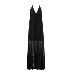 Alice + Olivia Halterneck Lace Trimmed Crepe Maxi Dress XSmall