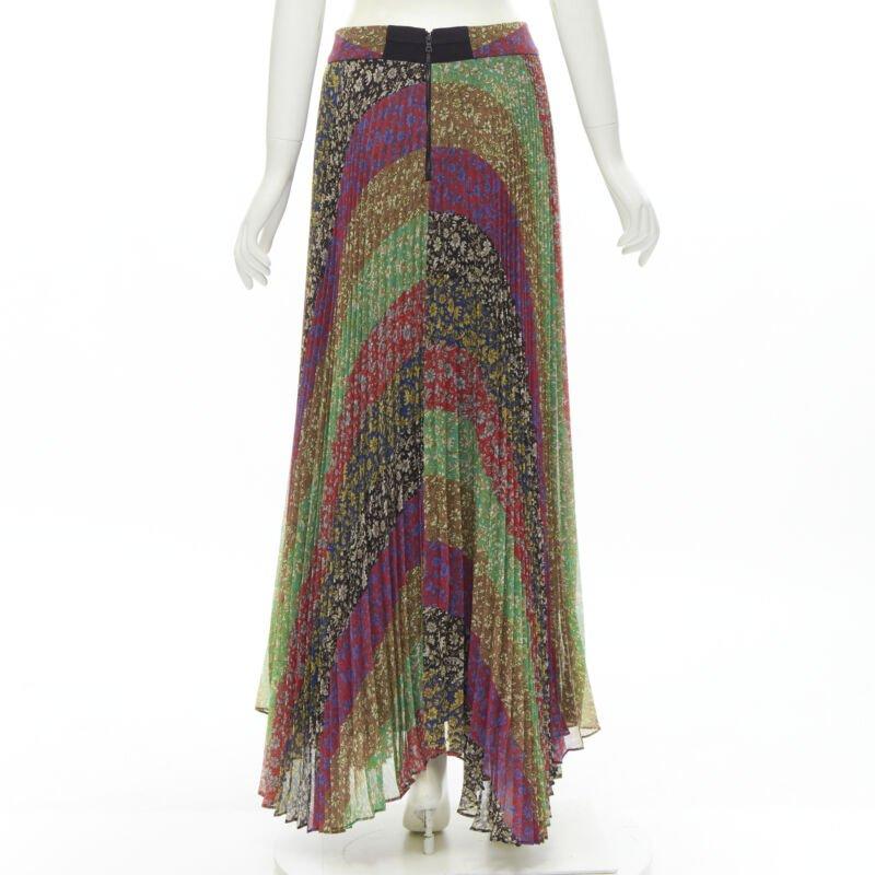 Women's ALICE OLIVIA Jasmine Stripe multi paisley pleated long skirt US6 M For Sale