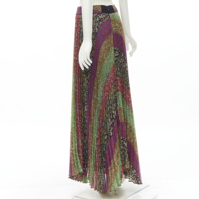 ALICE OLIVIA Jasmine Stripe multi paisley pleated long skirt US6 M For Sale 1