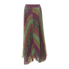 ALICE OLIVIA Gonna lunga plissettata a righe Jasmine multi paisley US6 M