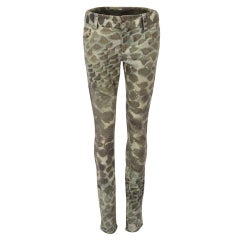 Alice + Olivia Khaki Denim Abstract Printed Skinny Jeans Size XS