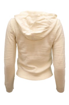 Alice + Olivia Knitted Hoodie in White Cotton