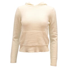 Alice + Olivia Knitted Hoodie in White Cotton